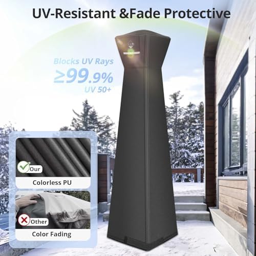 Pyramid Patio Heater Cover Waterproof 90"x 23"x23", Camel, alternate view 5