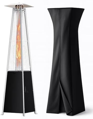 Pyramid Patio Heater for Outdoor Use, 48000 BTU Fast Heating Propane Heater with Wheels & Weatherproof Cover