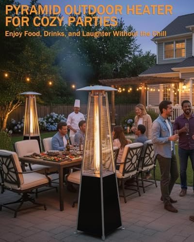 Pyramid Patio Heater for Outdoor Use, 48000 BTU Fast Heating Propane Heater with Wheels & Weatherproof Cover, alternate view