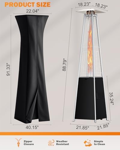 Pyramid Patio Heater for Outdoor Use, 48000 BTU Fast Heating Propane with Wheels & Weatherproof Cover, Triple, alternate view