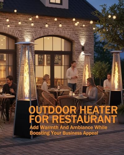 Pyramid Patio Heater for Outdoor Use, 48000 BTU Fast Heating Propane with Wheels & Weatherproof Cover, Triple, alternate view
