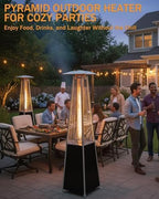 Pyramid Patio Heater for Outdoor Use, 48000 BTU Fast Heating Propane with Wheels & Weatherproof Cover, Triple, alternate view