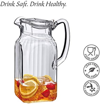 Quadly Bandly - Plastic Pitcher (64 oz, 2 Quart), Clear Water Pitcher with Lid, Fridge Jug, BPA-Free, alternate view 3