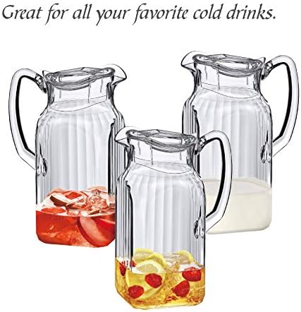 Quadly Bandly - Plastic Pitcher (64 oz, 2 Quart), Clear Water Pitcher with Lid, Fridge Jug, BPA-Free, alternate view 4
