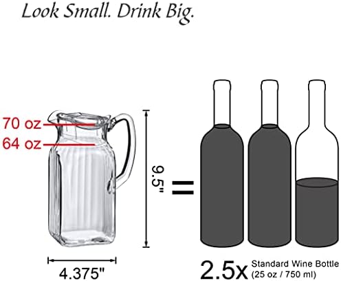 Quadly Bandly - Plastic Pitcher (64 oz, 2 Quart), Clear Water Pitcher with Lid, Fridge Jug, BPA-Free, alternate view 5