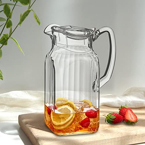 Quadly Bandly - Plastic Pitcher (64 oz, 2 Quart), Clear Water Pitcher with Lid, Fridge Jug, BPA-Free, alternate view 6