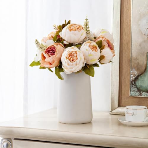 Queen Bee Silk Peony Bouquet with Ceramic Vase Included Large Size 14" Wedding Centerpiece Events Birthday Gift, alternate
