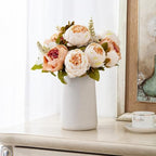 Queen Bee Silk Peony Bouquet with Ceramic Vase Included Large Size 14" Wedding Centerpiece Events Birthday Gift, alternate