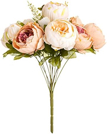 Queen Bee Silk Peony Bouquet with Ceramic Vase Included Large Size 14" Wedding Centerpiece Events Birthday Gift, alternate
