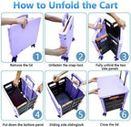 Quick Utility Cart Folding Portable Rolling Crate Handcart with Durable Heavy Duty Plastic Telescoping Handle, alternate view