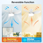 Quiet Ceiling Fan with LED Light DC Motor 32 inch Large Air Volume Remote Control White for Kitchen Bedroom, alternate view 6