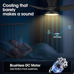Quiet Ceiling Fan with LED Light DC Motor 32 inch Large Air Volume Remote Control for Kitchen Bedroom Dining, alternate view
