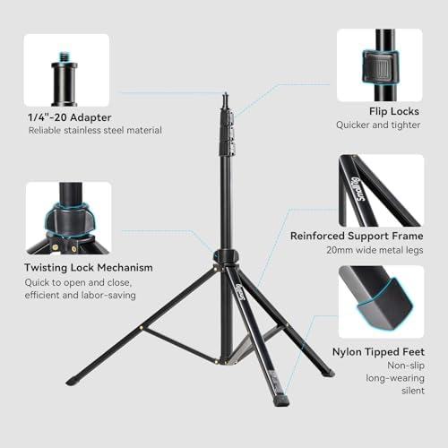 RA-S200 Photography Light Stand, 6.6ft Aluminum Lighting Tripod, alternate view 4
