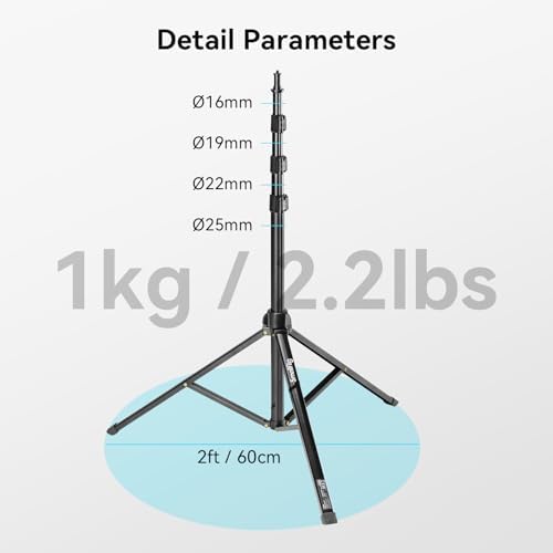 RA-S200 Photography Light Stand, 6.6ft Aluminum Lighting Tripod, alternate view 7