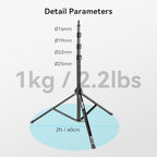 RA-S200 Photography Light Stand, 6.6ft Aluminum Lighting Tripod, alternate view 7