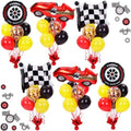 Race Car Party Balloons Stand Kit 6 Sets, Black, White, and Red in 6 Count (Pack of 1) in Black, White, and Red