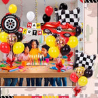 Race Car Party Balloons Stand Kit 6 Sets, Black, White, and Red in 6 Count (Pack of 1) in Black, White, and Red, alternate