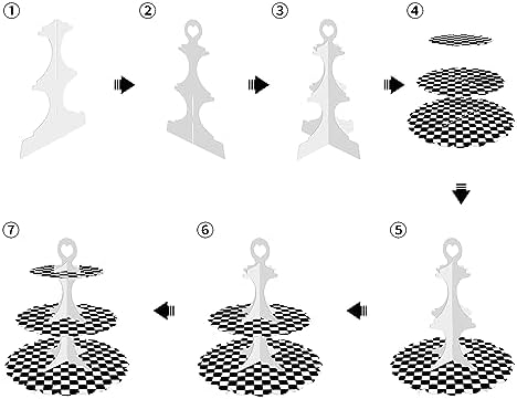 Racing Cupcake Stand 2-Pack - 3-Tier Black White Checkered Dessert Tower for Car Birthday Party, Race Theme, alternate view 6
