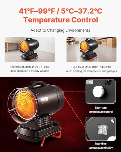 Radiant Heater, 70000 BTU Portable Space Heater with Handle, 8 Hour Heating, Adjustable Temperature, Indoor &, alternate view
