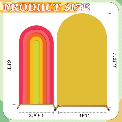 Rainbow Arch Backdrop Cover, Tropical Color,7.2ft+6ft,2 Pcs in 7.2 ft + 6 ft in Tropical Color, alternate view 2