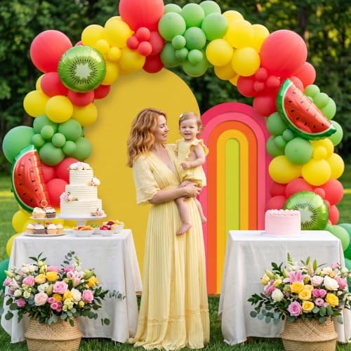 Rainbow Arch Backdrop Cover, Tropical Color,7.2ft+6ft,2 Pcs in 7.2 ft + 6 ft in Tropical Color, alternate view 6