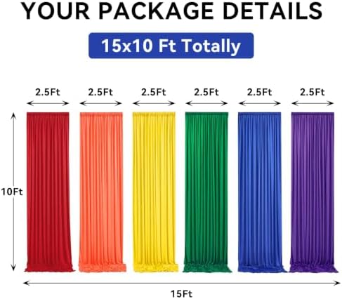 Rainbow Backdrop Curtains Panels for Parties Wedding Baby Shower 15x10ft Birthday Party Photography Background, alternate