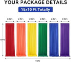 Rainbow Backdrop Curtains Panels for Parties Wedding Baby Shower 15x10ft Birthday Party Photography Background, alternate