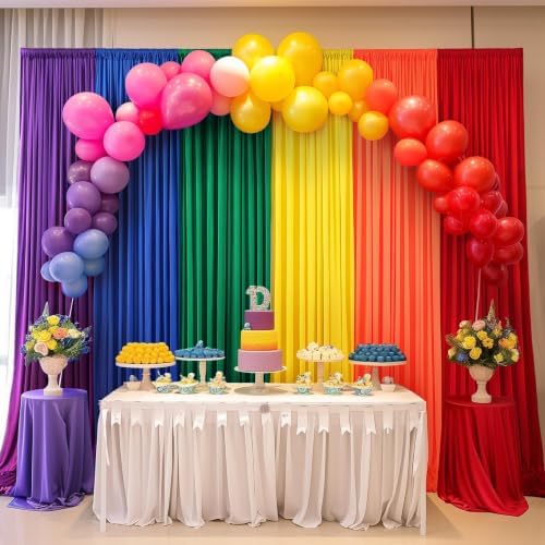 Rainbow Backdrop Curtains Panels for Parties Wedding Baby Shower 15x10ft Birthday Party Photography Background, alternate