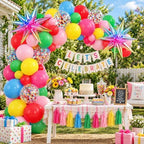 Rainbow Balloons, 12 Inches Neon Balloons with Colorful Star Foil Balloon, alternate view 2