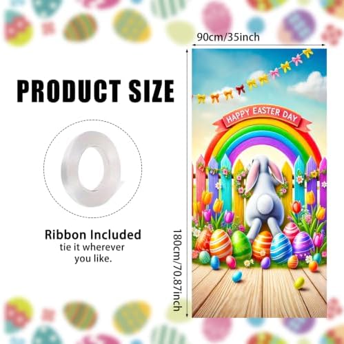 Rainbow Bunny Easter Door Cover 35x70 Inches Polyester in 35x70 Inches, alternate view 3