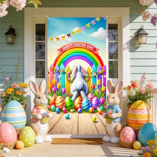 Rainbow Bunny Easter Door Cover 35x70 Inches Polyester in 35x70 Inches, alternate view 6