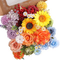 Rainbow Colorful Artificial Flowers Combo Box Set for Wedding Bouquets Home in Bright Multi-color