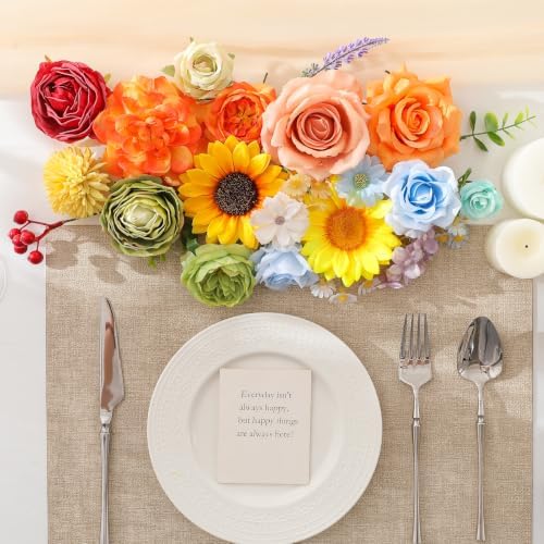 Rainbow Colorful Artificial Flowers Combo Box Set for Wedding Bouquets Home in Bright Multi-color, alternate view 2
