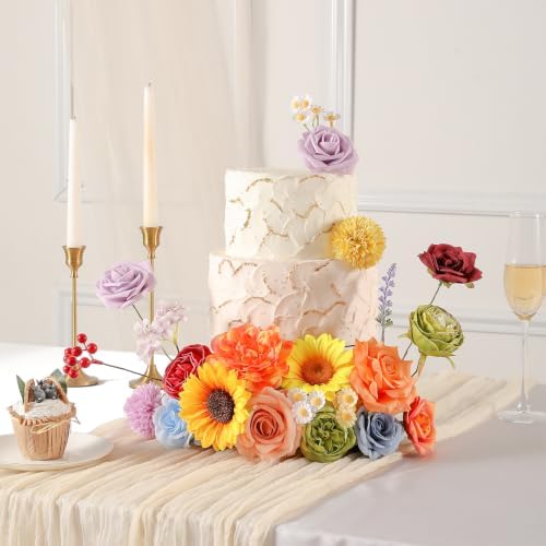 Rainbow Colorful Artificial Flowers Combo Box Set for Wedding Bouquets Home in Bright Multi-color, alternate view 3