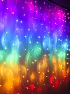 Rainbow Fairy String Curtain Lights with Touch Dimmer Switch, Hanging LED Icicle Rainbow Lights Curtain for