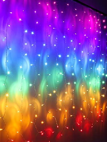 Rainbow Fairy String Curtain Lights with Touch Dimmer Switch, Hanging LED Icicle Rainbow Lights Curtain for