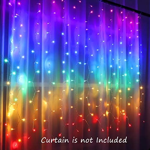 Rainbow Fairy String Curtain Lights with Touch Dimmer Switch, Hanging LED Icicle Rainbow Lights Curtain for, alternate view 2