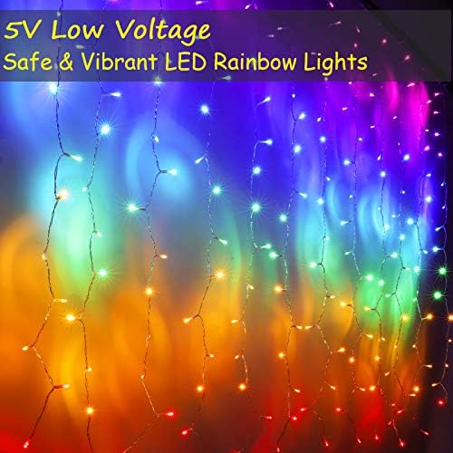 Rainbow Fairy String Curtain Lights with Touch Dimmer Switch, Hanging LED Icicle Rainbow Lights Curtain for, alternate view 6