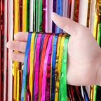 Rainbow Foil Fringe Backdrop Curtains,3.3x8.2ft, 3 Pack in 39.6" × 98.4" in 35 Rainbow, alternate view 2