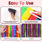 Rainbow Foil Fringe Backdrop Curtains,3.3x8.2ft, 3 Pack in 39.6" × 98.4" in 35 Rainbow, alternate view 4