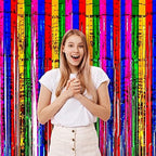 Rainbow Foil Fringe Backdrop Curtains,3.3x8.2ft, 3 Pack in 39.6" × 98.4" in 35 Rainbow, alternate view 6