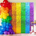 Rainbow Shimmer Wall Backdrop, Square Sequin Shimmer Panels, 24 Pcs