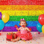 Rainbow Shimmer Wall Backdrop, Square Sequin Shimmer Panels, 24 Pcs, alternate view 3