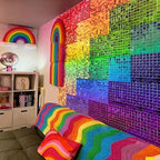 Rainbow Shimmer Wall Backdrop, Square Sequin Shimmer Panels, 24 Pcs, alternate view 6