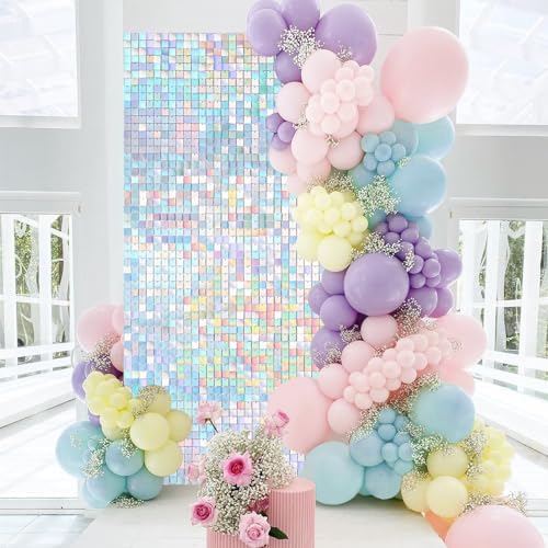 Rainbow Silver Shiny Shimmer Wall Backdrop 3FTx4FT Glitter Photo Background for Party Wedding Bridal Baby Shower, alternate