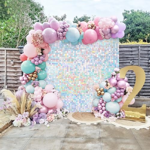Rainbow Silver Shiny Shimmer Wall Backdrop 3FTx4FT Glitter Photo Background for Party Wedding Bridal Baby Shower, alternate