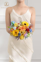 Rainbow Sunflower Artificial Flowers Box Combo Wedding Decor in Rainbow Colorful, alternate view 4