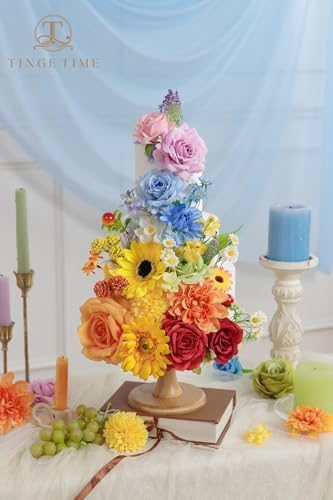 Rainbow Sunflower Artificial Flowers Box Combo Wedding Decor in Rainbow Colorful, alternate view 5
