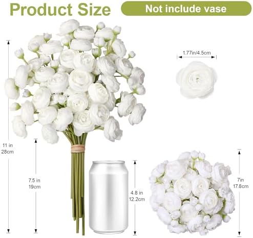 Ranunculus Artificial Flowers 18 Pcs, Faux Silk Mini Peonies Bulk Flowers for Vase, Fake Wedding Filler Flowers, alternate