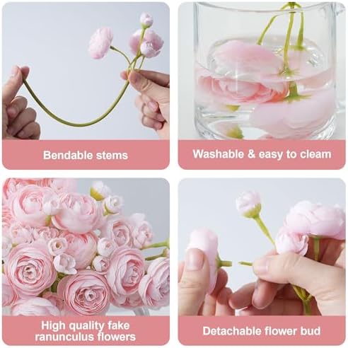 Ranunculus Artificial Flowers 18 Pcs, Faux Silk Mini Peonies Bulk Flowers for Vase, Fake Wedding Filler Flowers, alternate